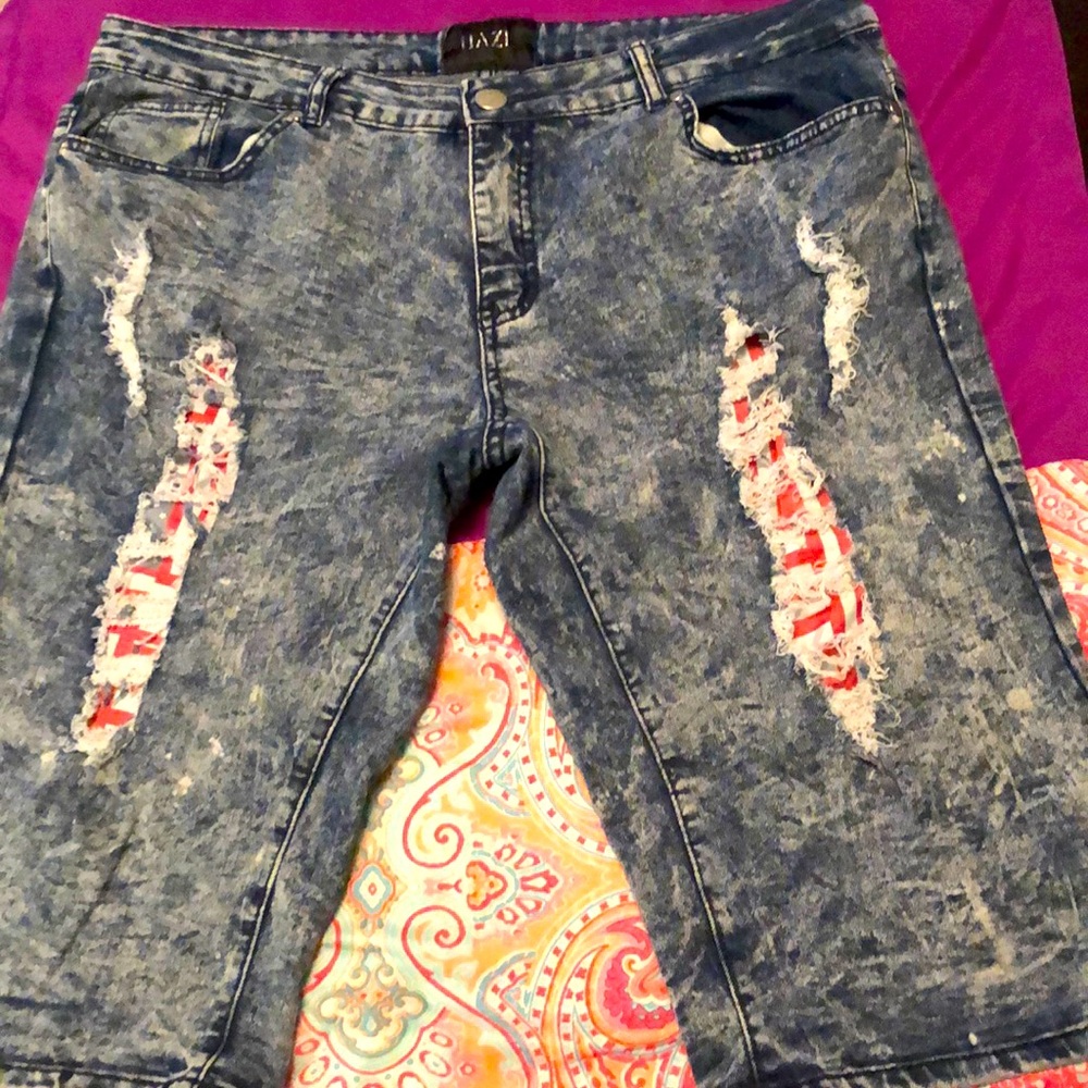 Blue and Red Jean Shorts